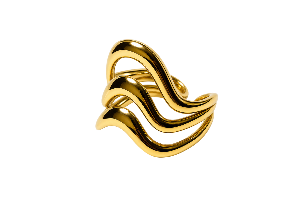 3 Golden Waves ring