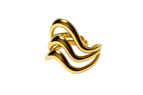 3 Golden Waves ring