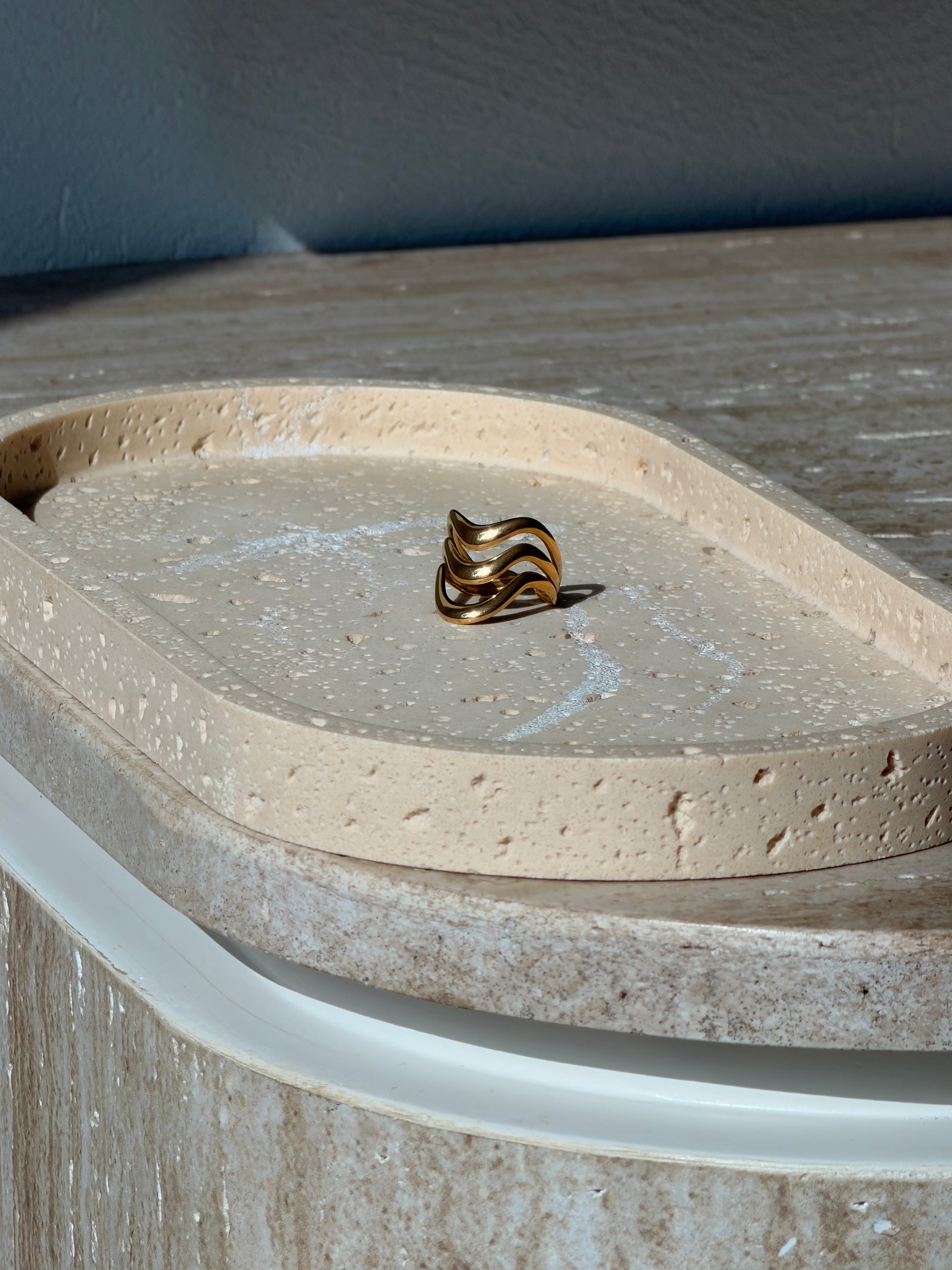 3 Golden Waves ring